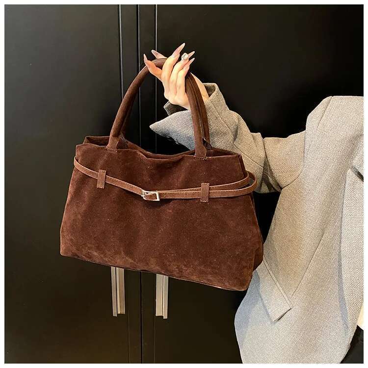 2025 Textured Suede Tote Bag - Convertible Vintage Shoulder Purse, Stylish Women's Crossbody Handbag