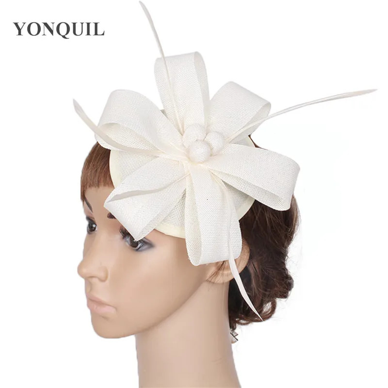 Fashion Light Blue Fascinator Elegants Wedding Party Hats Millinery Hair Clips Feather Headwear For Cocktail Hair Accessories 250520