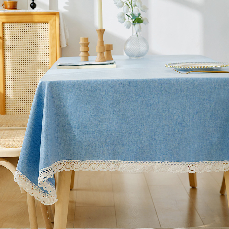 B371 tablecloth waterproof and oil-proof wash-free Nordic solid color imitation cotton and linen fabric rectangular light luxury high-end dining table