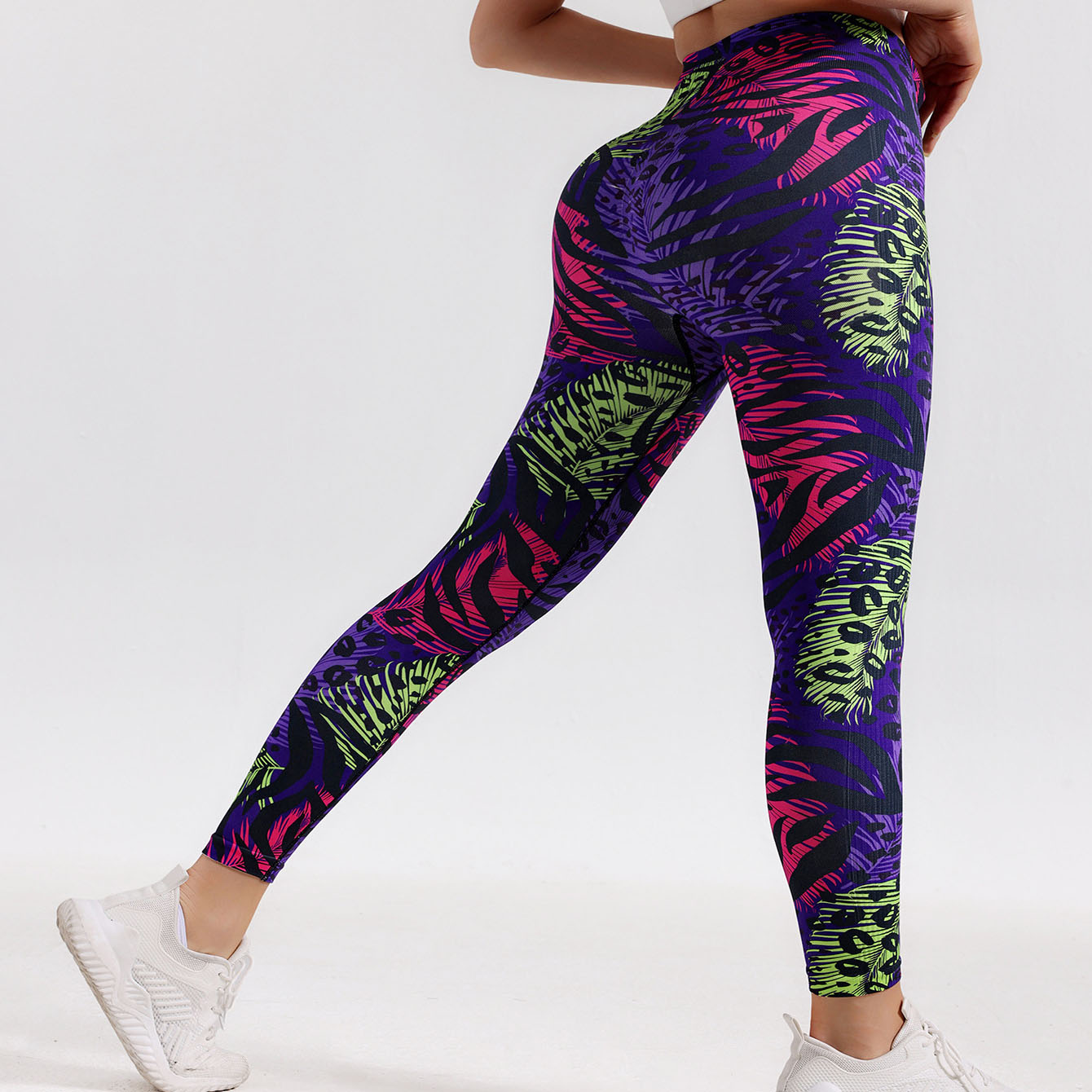Seamless High-waisted Digital Printed Yoga Pants Outdoor Running Fitness Sports Hip Lift Slim-fitting Leggings