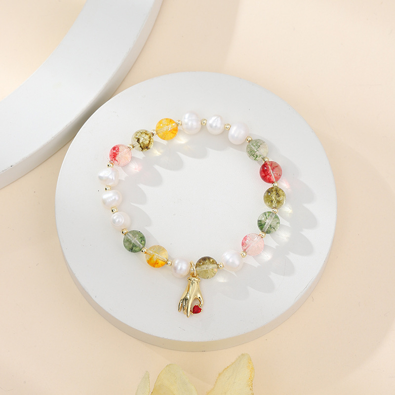 Fashionable Fresh Sweet Crystal Pearl Bracelet for Women with a High level Sense of ,