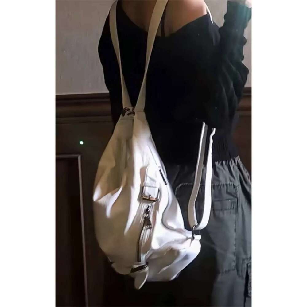 MBTI Vintage Womens Shoulder White Korean Popular Fashion Tote Bag Large Capacity Solid Color Y2k Female Casual Backpacks