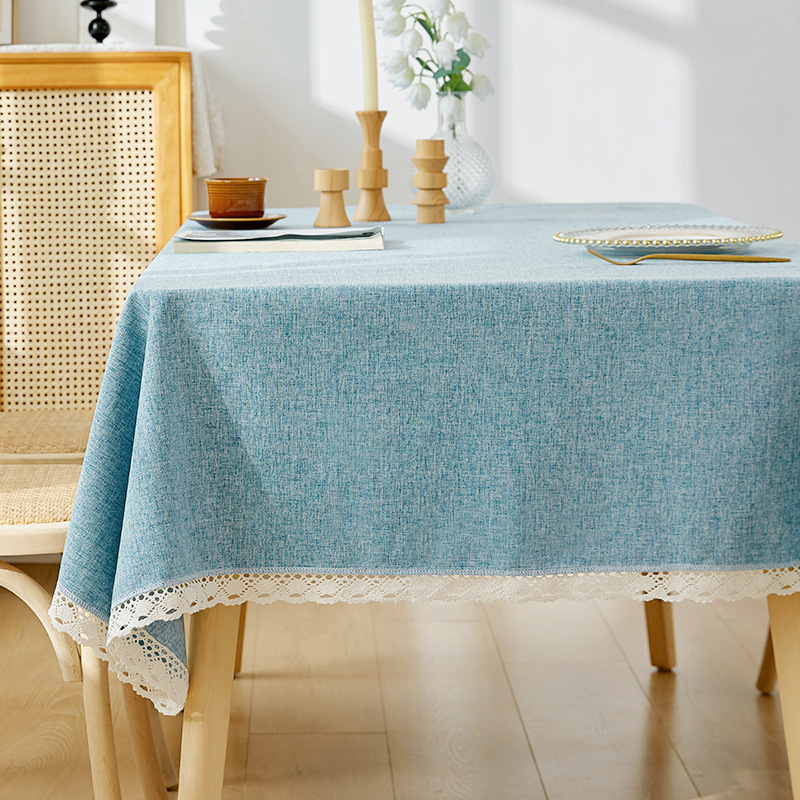B371 tablecloth waterproof and oil-proof wash-free Nordic solid color imitation cotton and linen fabric rectangular light luxury high-end dining table