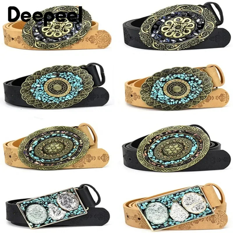 1Pc Deepeel 3.5*100/115cm Fashion Corset Wide Female Belt Alloy Smooth Buckle Belts with Stones Buckles Decorative Waistband 250520