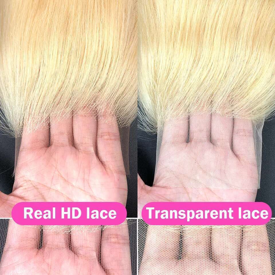 Glueless Ombre Blonde Short Bob Wigs Brazilian Human Hair HD Transparent Preplucked Pixie Cut Lace Frontal Wig Ready To Wear