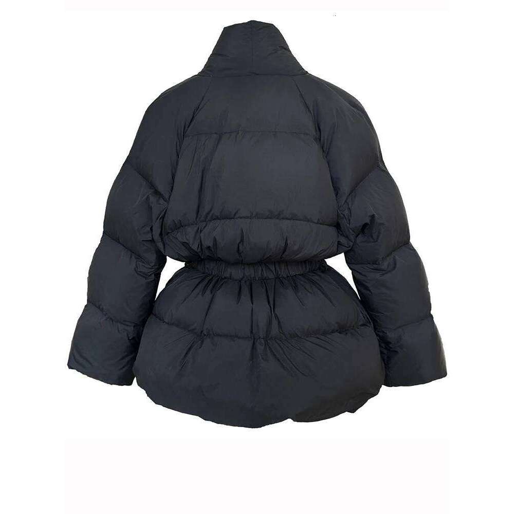 LANMREM V-Neck Waist Wrapped Down Coat Female Long Sleeves Solid Color Belt Warm Fashion Streetwear Coats 2024 Winter 2Da8029