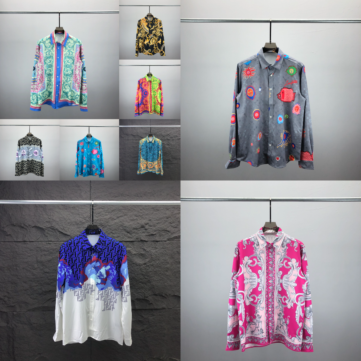 Luxury Designer Men's Dress sleeve Shirts top Quality Fashion New Summer Casual Print Shirt Men's slim long sleeve shirt AP022