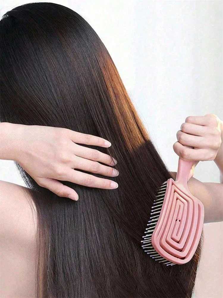Ribbed Comb Volumizing Detangling Hair Brush Women Long Hair Massage Comb with Hollowed-Out Design for Home Use Body Care Travel R250526