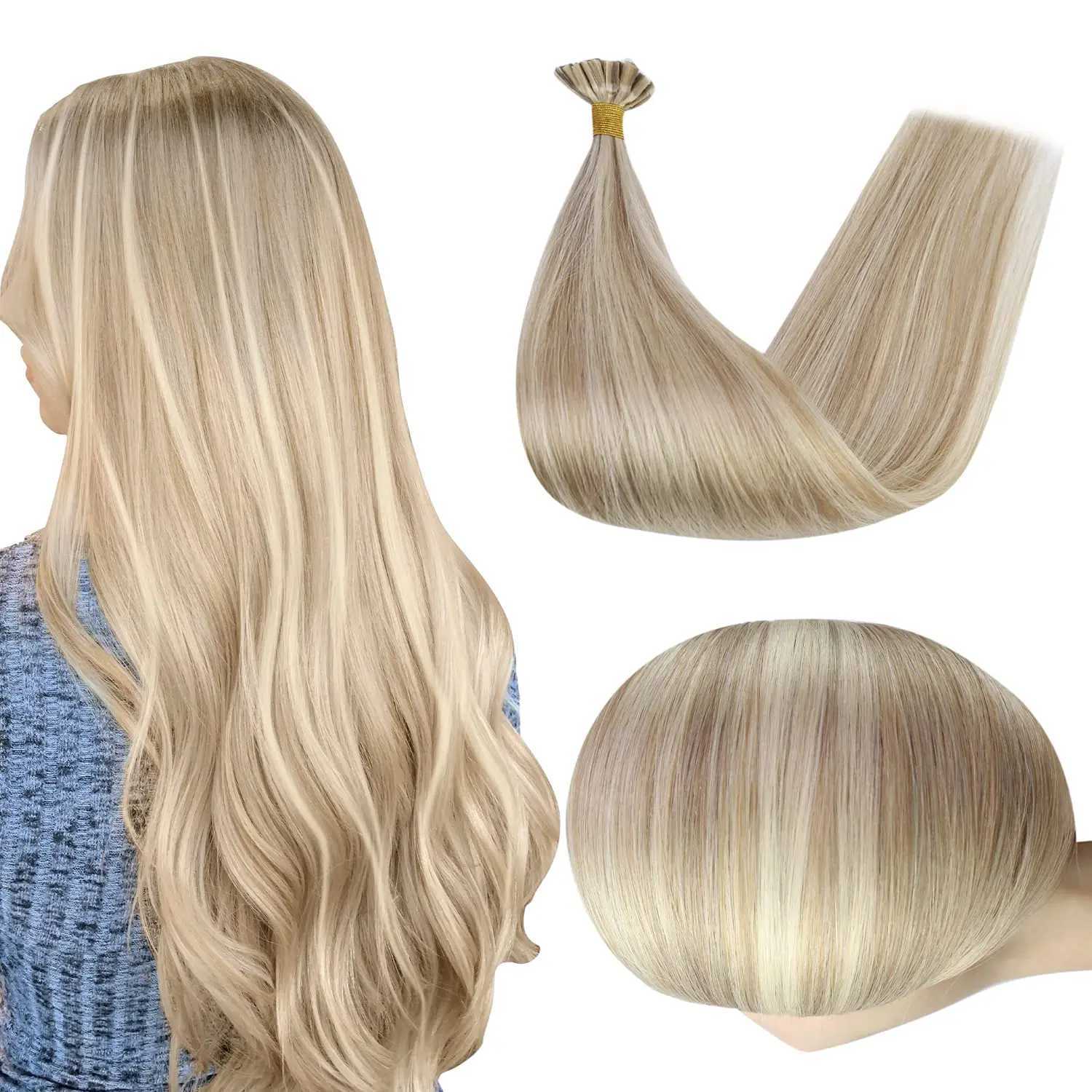 Full Shine U Tip Hair Extensions Fusion Hair Balayage Color 40-50g Keratin Glue Beads Prebonded Human Hair Extensions S25526