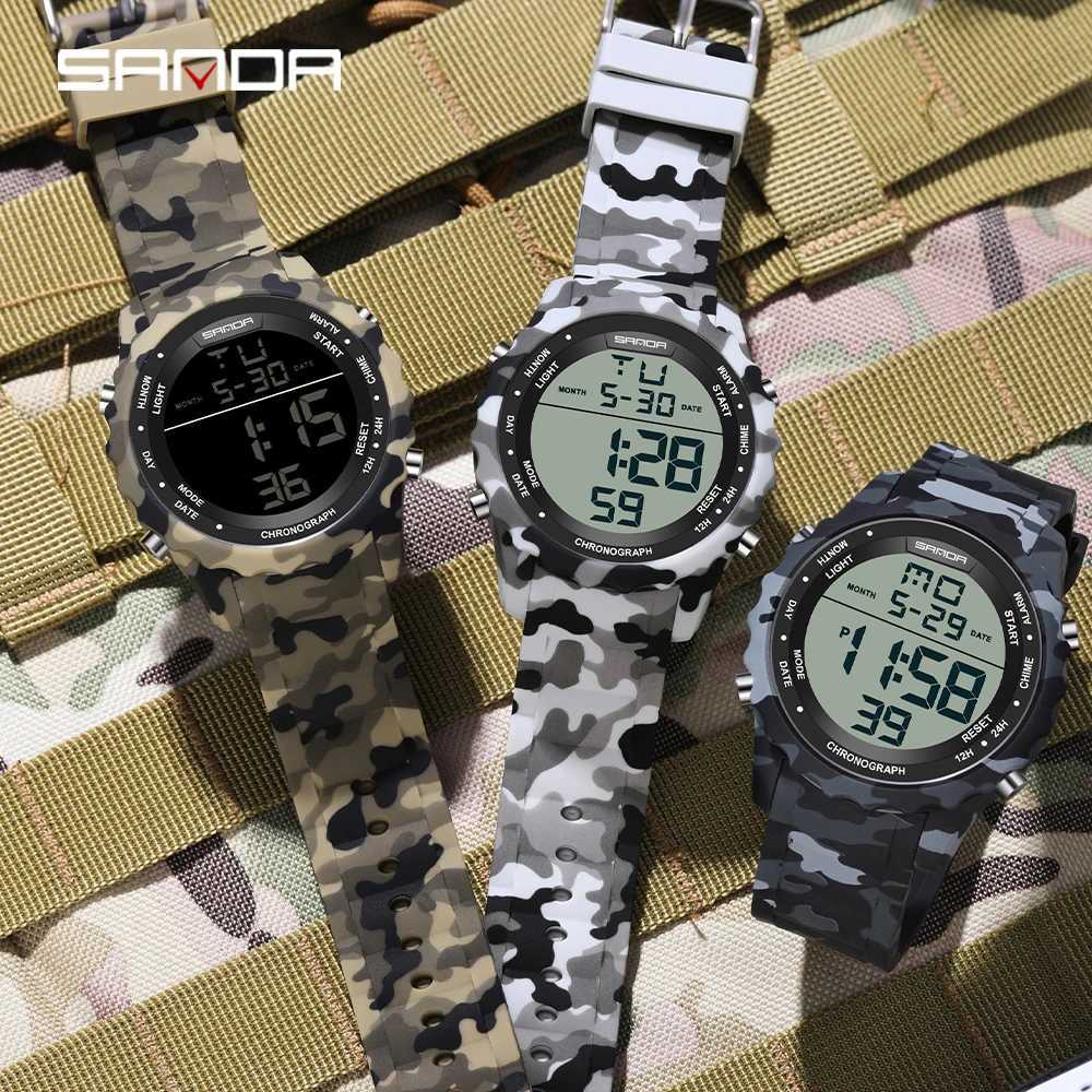 SANDA Top Brand G Style Camouflage Military LED Digital Watch Men Waterproof Clock Outdoor Sport Watches Male Electronic Watch M250526
