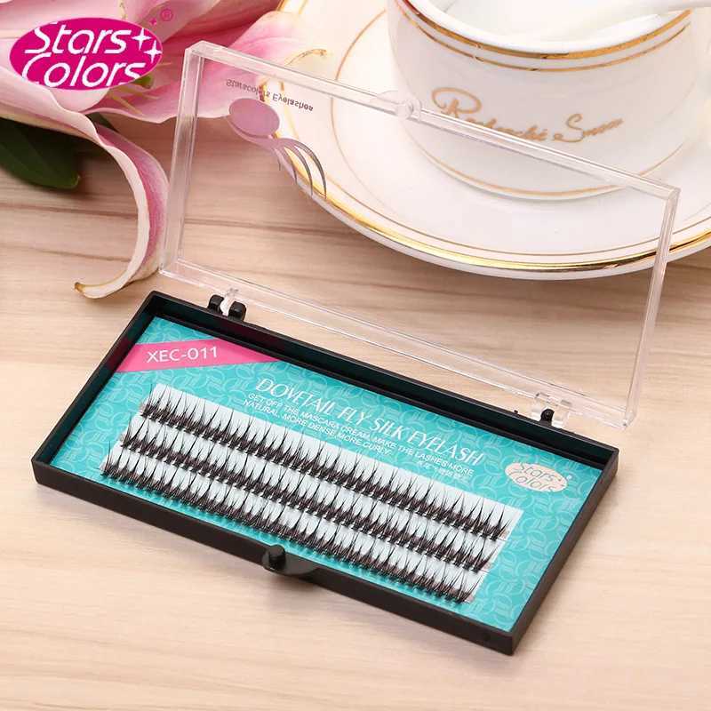 120 Bundles/Box Natural Fan Eyelashes High Quality Fish Tail Silk False Eye Lashes C Curl Dovetail Fly Eyelash Extension Makeup z250526ZEF8
