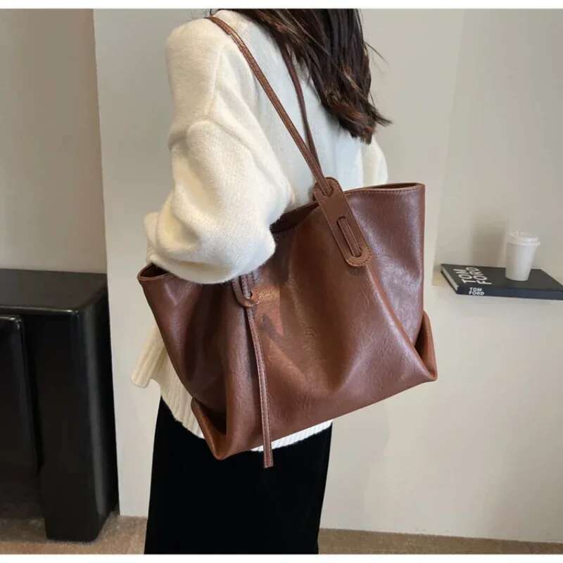 Large Capacity Women's Tote Bag Fashion Trend Leather Shoulder Bags Office Handbag