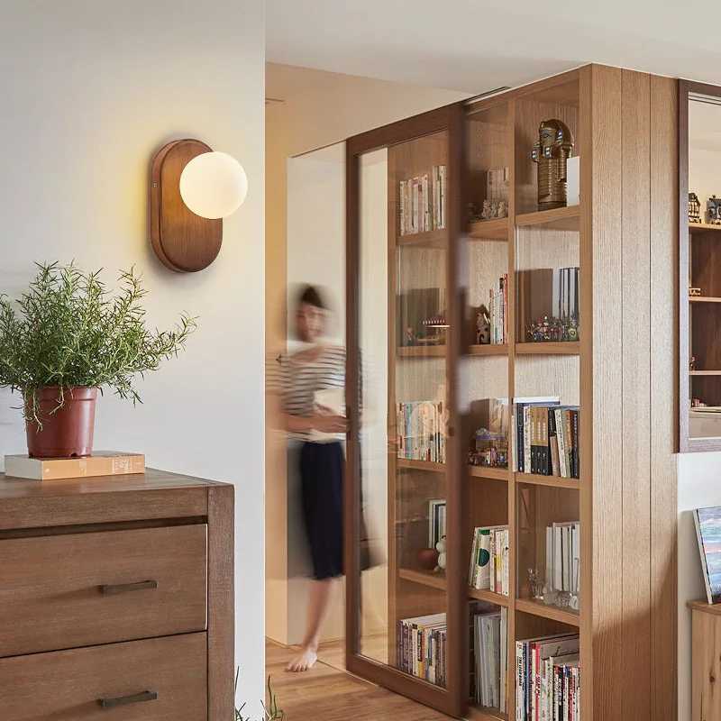 Minimalist Wall Lamps Indoor Nordic LED Wall Light Wood Wall Lighting For Living Room Bedroom Aisle Study Home Decorative FixtureXJ250526