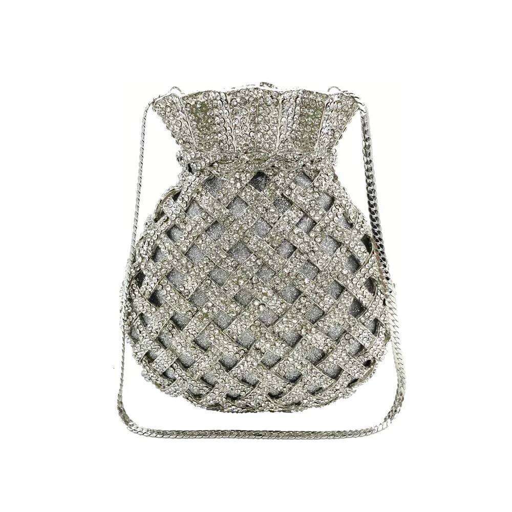 Hot Sale Rhinestone Bag Of Money Pouch Clutch Gold Sier Black Crystal Purse Woman Designer Handbag For Evening Party