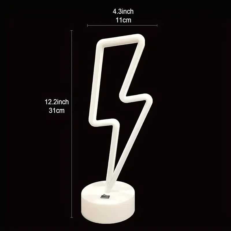 Lightning Bolt LED Neon Sign - USB/Battery Dual Power Neon Light with Switch Control - Decorative Tabletop Lamp for Bedroom W250526