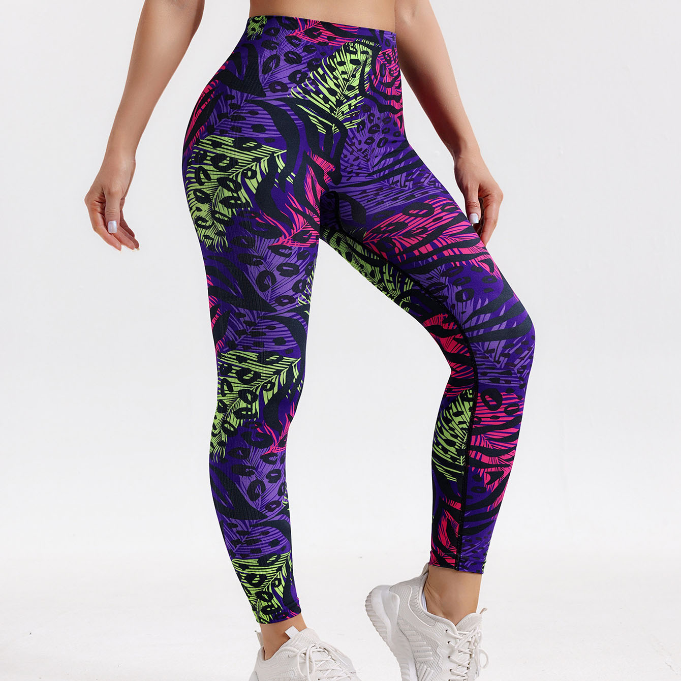 Seamless High-waisted Digital Printed Yoga Pants Outdoor Running Fitness Sports Hip Lift Slim-fitting Leggings