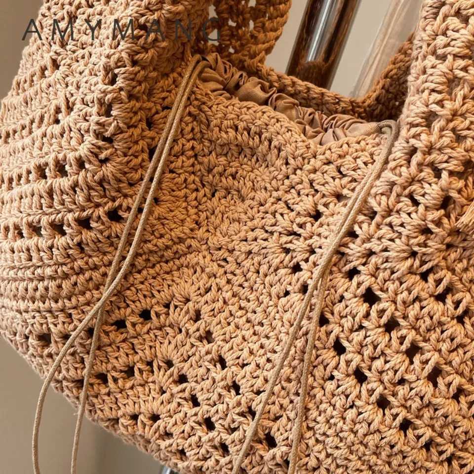 Lazy Style Relaxation Feeling Large Capacity Woven Bag Womens Summer Seaside Vacation One-shoulder Beach Bag Straw Tote Bag W250524