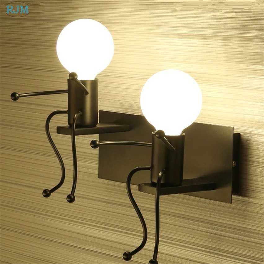 Nordic Modern Simple Creative Cartoon Children Iron Wall Lamps for Living Room Bedroom Bedside Hallway Indoor Lighting DecorXJ250526