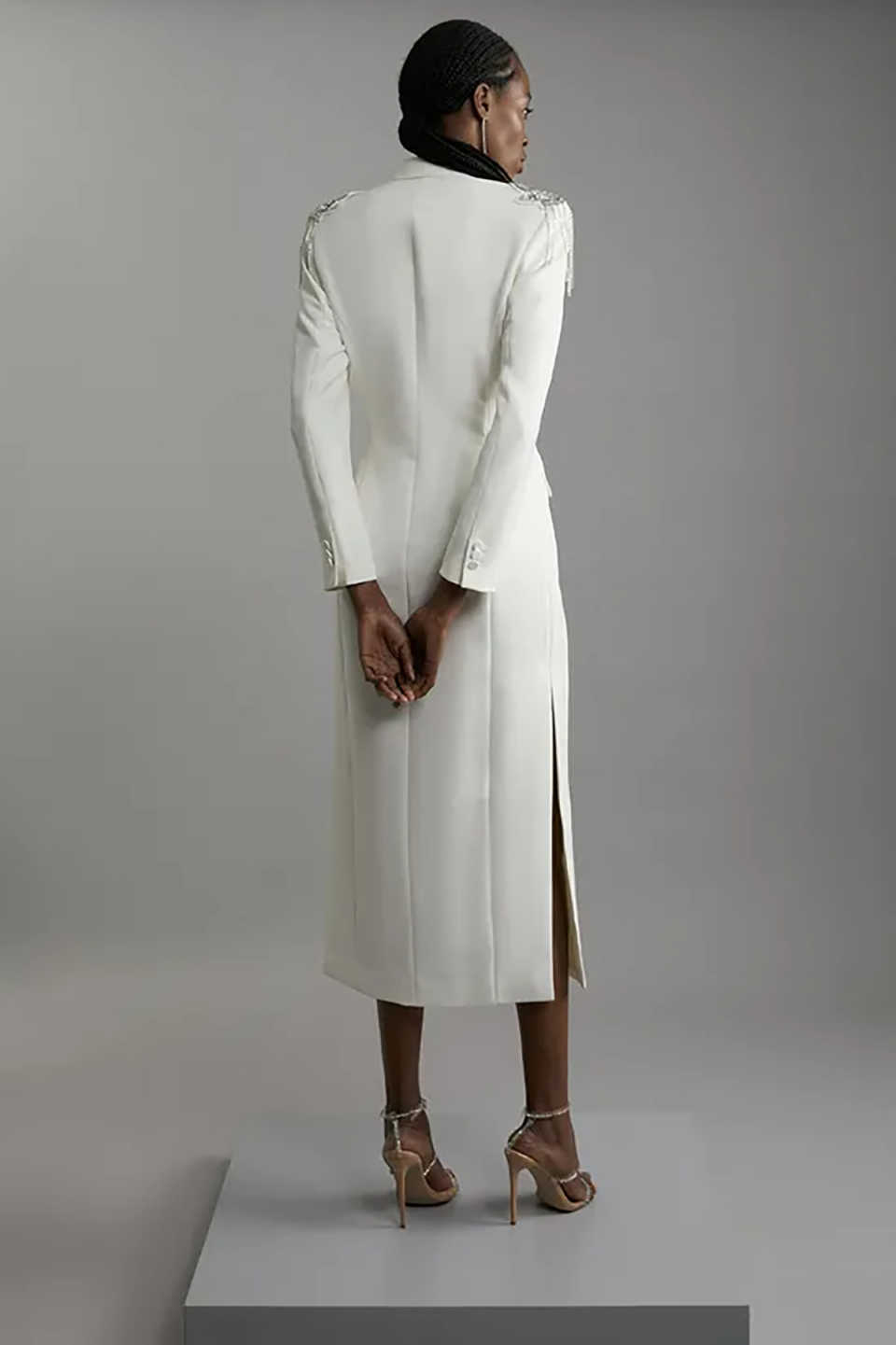 Elegant Long Mother Suits One Piece Set Jacket Single Breasted Crystal Women Business Blazer Peaked Lapel Formal Work Wear Customized