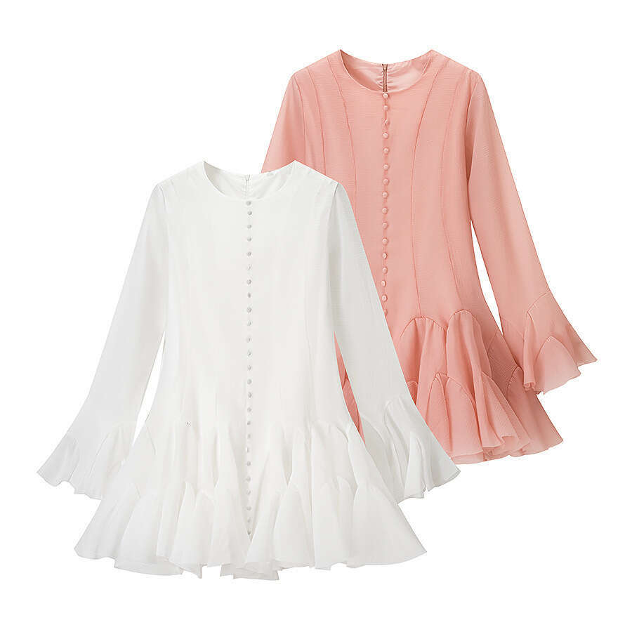 Backless Sexy Dress UC ZA Women S Fashion Niche Design Round Neck Flare Sleeve Elegant Waist Dress Sexy Flowy Dresses