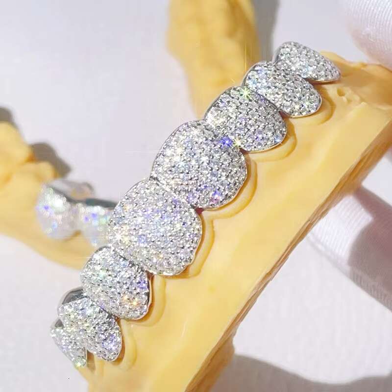 Wuzhou Zuanfa Jewelry Fully Iced Out Rapper Jewelry Custom Made VVS Moissanite Diamond Grillz