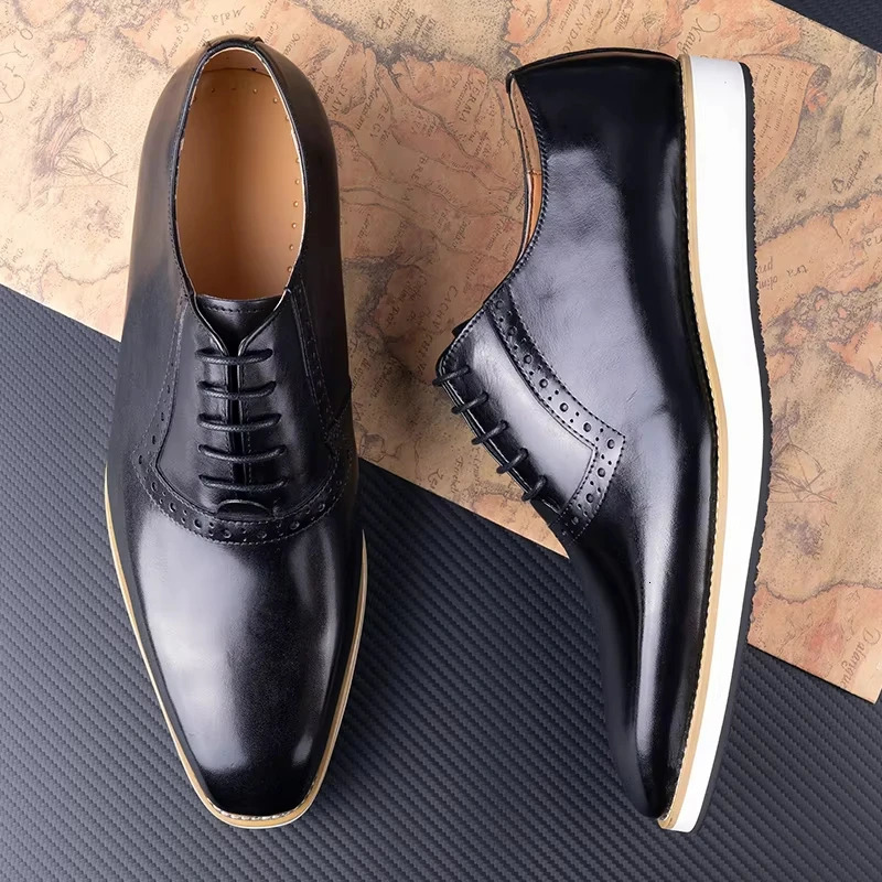Wholesale Men Shoes Leisure Fashion Business Sneaker Handmade By Genuine Leather Casual Formal Rubber Bottom Oxfords Shoes 250526