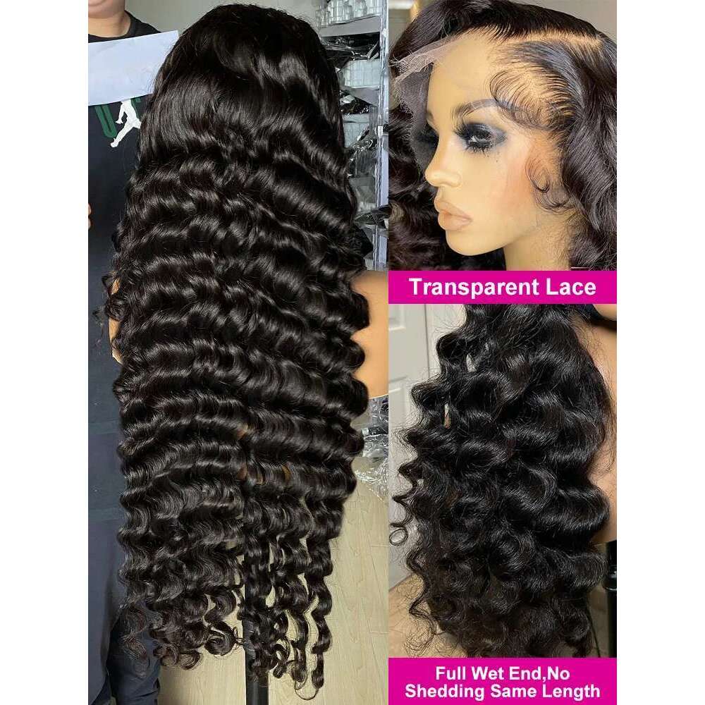 30 Inch 13x6 HD Lace Frontal Waves Wig Brazilian Loose Deep Wave Curly Wigs Human Hair For Women