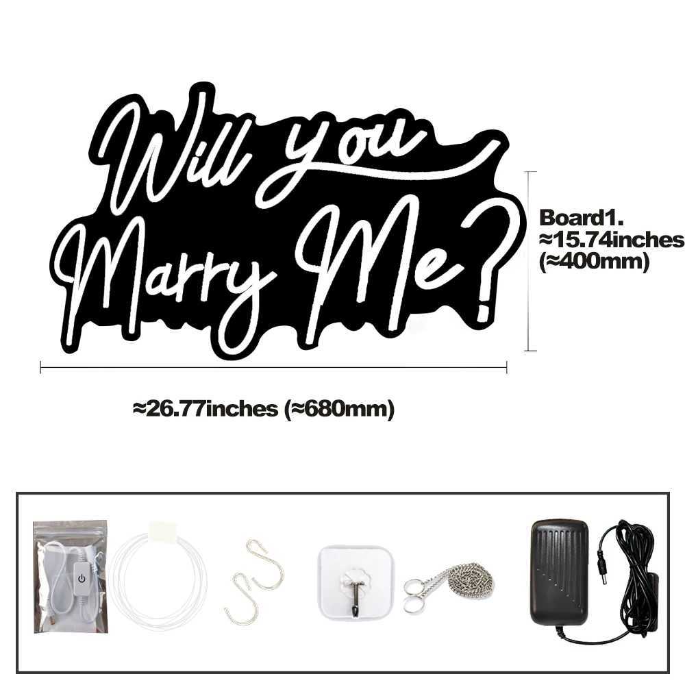 Will You Marry Me Neon Sign for Wedding Decorations 26.7 inches Large Marry Me Sign for Proposal Party Romantic LED Sign Light W250526