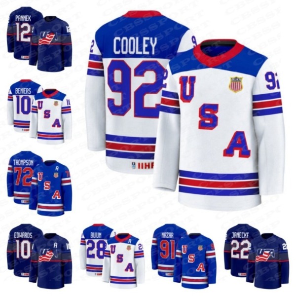 IIHF Jersey 10 LOGAN COOLEY FRANK NAZAR MATTY BENIERS 92 HILARY KNIGHT 2025 USA Hockey Jerseys All Stitched Custom Name Number
