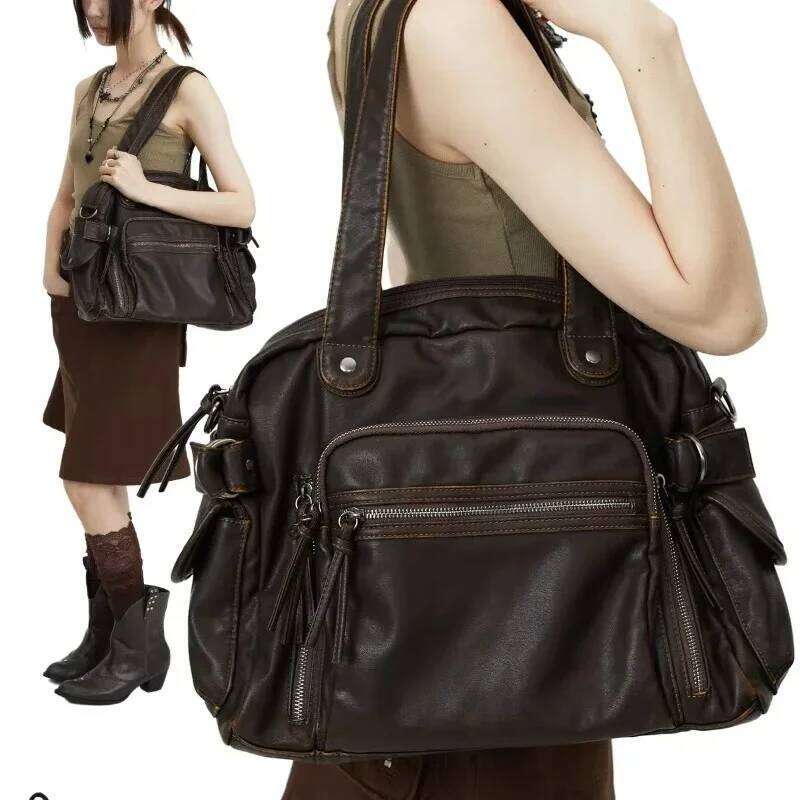 Women's Bags Designer Ladies' Fashion Y2k Hot Girl Vintage Tote With Large Capacity And Multiple Pockets, Retro Street Shoulder Bag