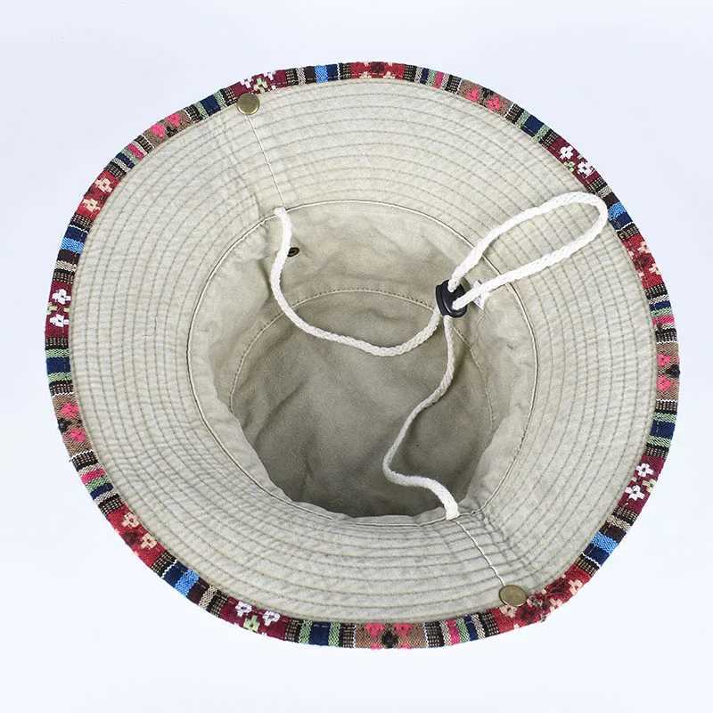 2025 Summer Bucket Hat With String Women Man Vintage Beach Sun Fishing Hats Outdoor Hiking Bob Panama Summer Fisherman Caps z250526VLUP