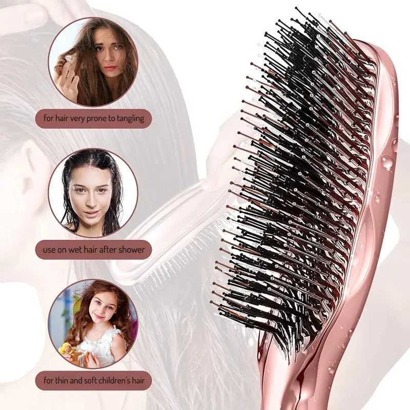 Japanese Premium Head Massager Scalp Brush Hair Massager Shampoo Brush Wet Plastic Detangling Brush Hair Cleaning Comb Rose Gold R250526