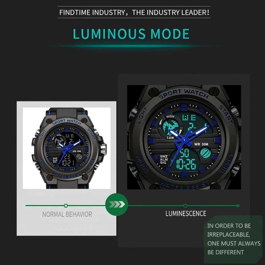 Watches for Men Outdoor LED Stopwatch Digital Electronic Large Dual Display Tough Electronic Clock Wrist Watches for Men M250526