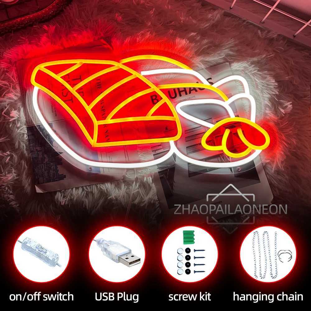 Sushi Neon Sign LED Lights Japanese Food Shop Restaurant Neon LED Sign Dining Room Decor Wall Hanging Neon Light Signs USB W250526