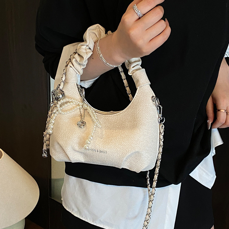 Yuezi Pleated Dumpling Handbag for Women 2025 Summer New Underarm Versatile Stylish Chain Crossbody Bag