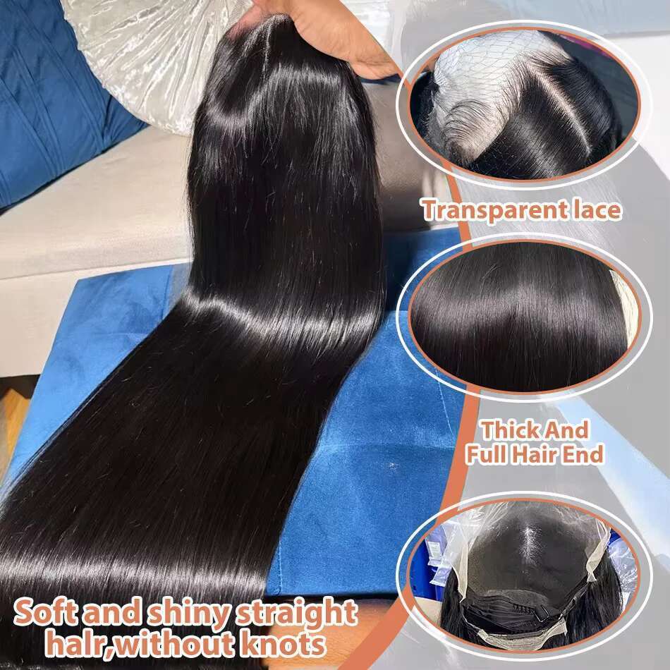 250 Density 13x4 13x6 Bone Straight HD Transparent Front Human Hair Wig Synthetic hair Inch Pre Plucked Lace Frontal Wigs