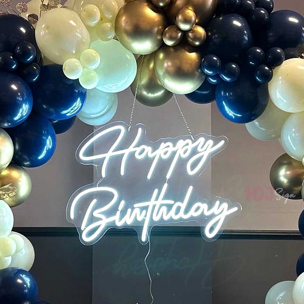 72cm Happy Birthday Neon Sign Party Decor Birthday Gifts Large Size LED Neon Lights Room Bedroom Decor Wall Art Neon LED Signs W250526