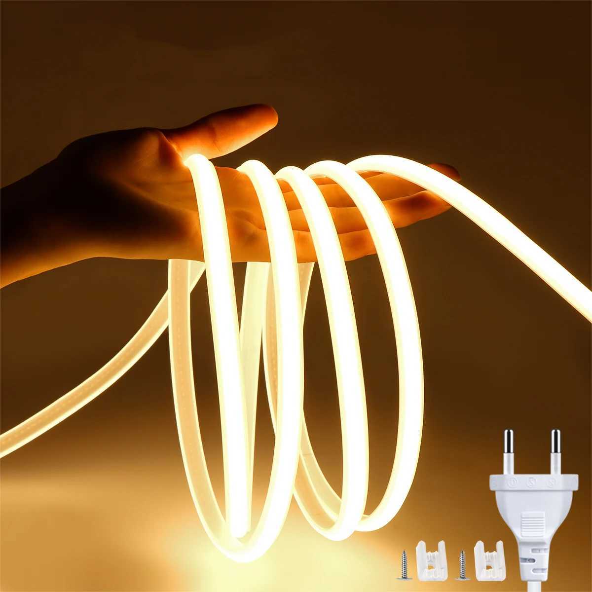 COB LED Neon Strip Light 220V 110V 288LEDs/m CRI RA90 Flexible Outdoor LED Tape With ON OFF Switch For Kitchen Garden Lighting W250526