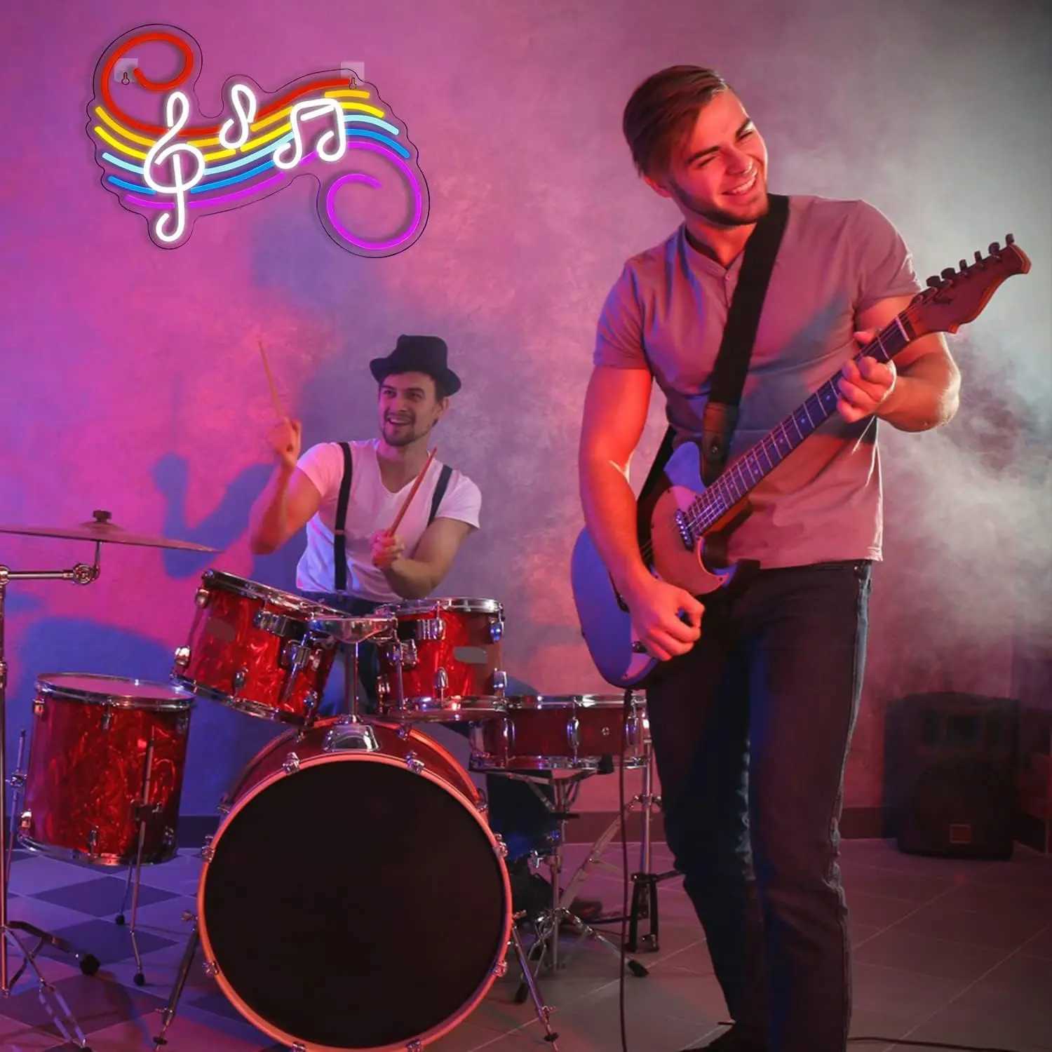 Rainbow Note Neon Light Sign Dimmable LED Neon Sign For Wall Decor Music Party Club Studio Bar Game Room Decor Birthday Art Gift W250526