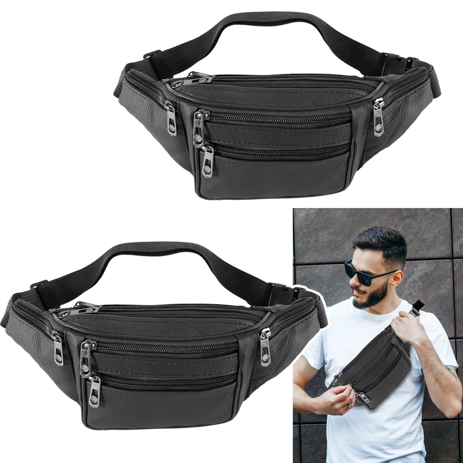 Fanny Packs for Women Men Fashion Waist Pack Belt Bag with 7 Zipper Pockets Adjustable Belt Casual Hip Bum Bag for Travel Women 250526