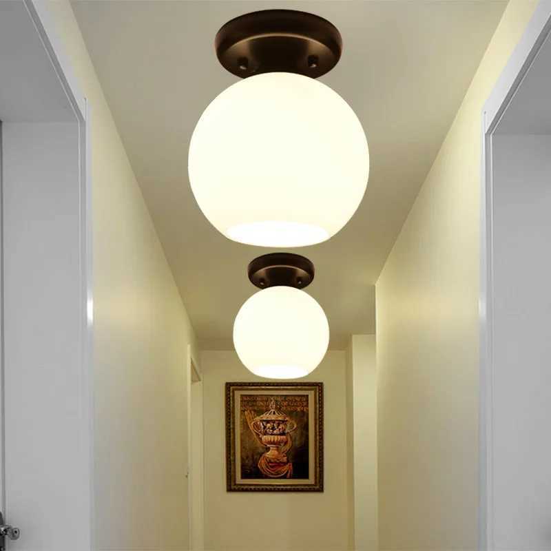 Nordic LED Wall Light with Frosted Glass Shade Retro Sconce for Bedroom Living Room Corridor E27 Home Decoration Lighting FixtureXJ250526