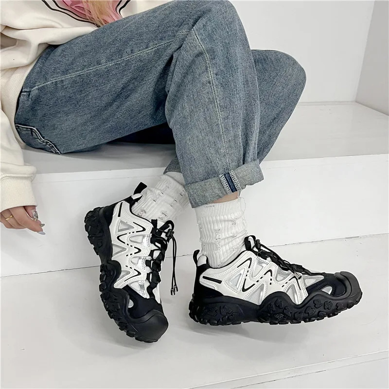 Womens Mesh Breathable Sports Shoes with Thick Soles Dads Shoe Student Height Increasing Running Outdoor Hiking Shoe 250526