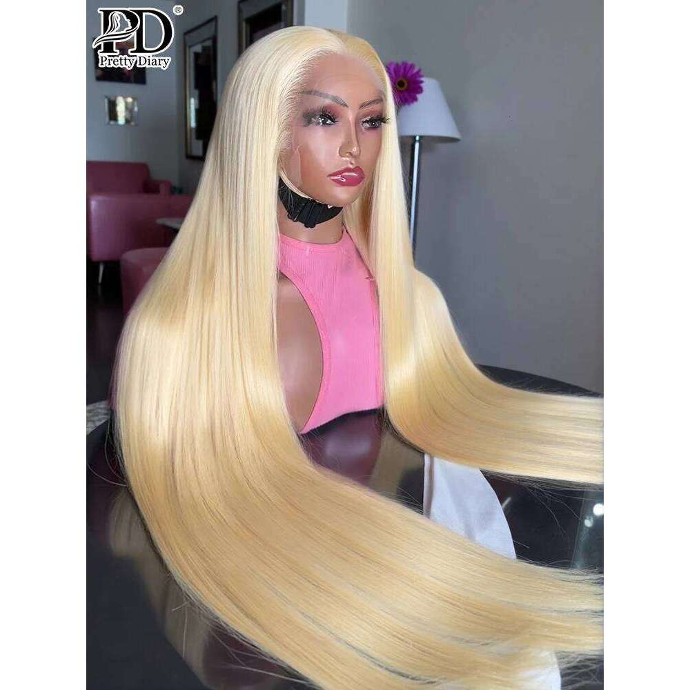Pretty Diary 30 38 Inch HD 613 Bone Straight 13x6 Lace Front Human Hair Wig Color 250% 13x4 Honey Blonde Frontal Wigs For Women