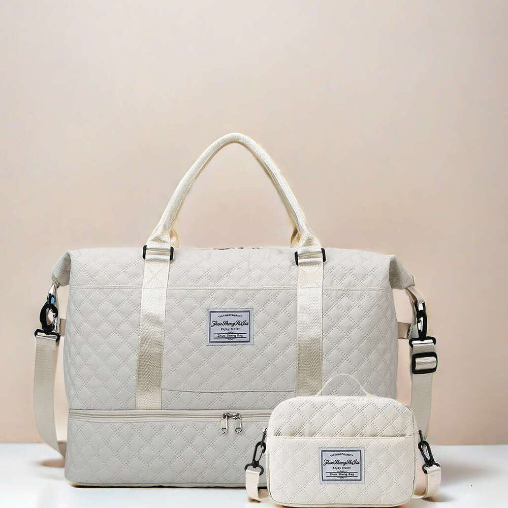 Business Trip Travel Outdoor with Independent Shoe Compartment, Mother-Daughter Diamond Pattern, Dry-Wet Separation Sports Handbag, Yoga Fitness Bag