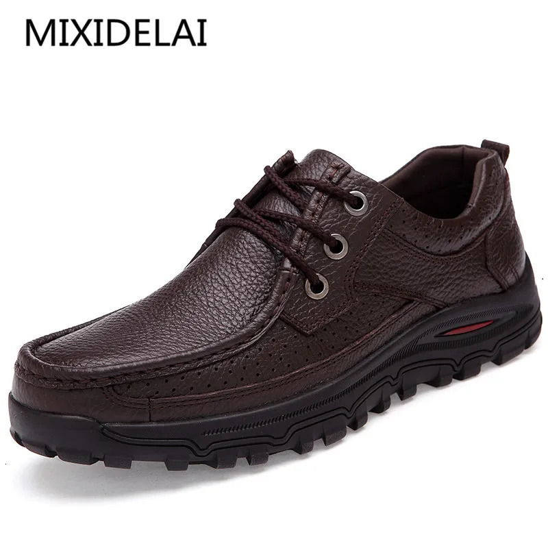 MIXIDELAI Men Shoes Handmade High Quality Genuine Leather Slip On Comfort Business Man Casual Big Size 47 48 250526