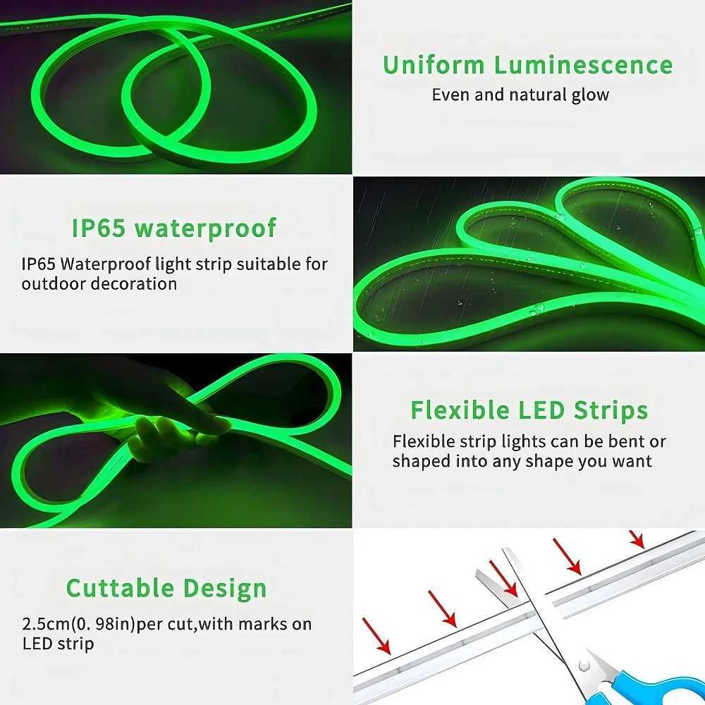 Smart Neon Rope Lights USB 16.4Ft RGB LED Strip Lights Color Changing with APP Control Waterproof DIY Music Sync Flexible Tape W250526