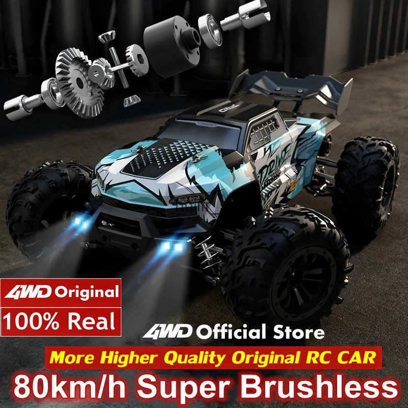 Free shipping 4WD 1 16 80KM/H Super Brushless 50KM/H Brushed RC Car 4x4 Off Road Remote Control High Speed Drift Racing Truck Toy Kids Adults Q0526