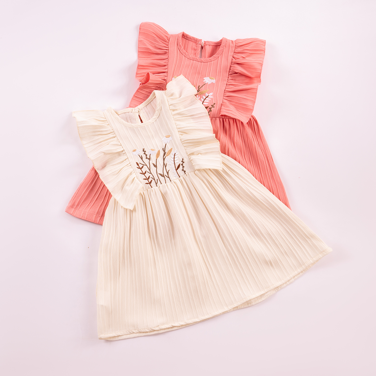 Baby Girl New Summer Casual Embroidered Dress, Baby Clothes Butterfly Sleeve Sweetheart Dress, Baby Designer Clothing for daily wear and outings. SS01