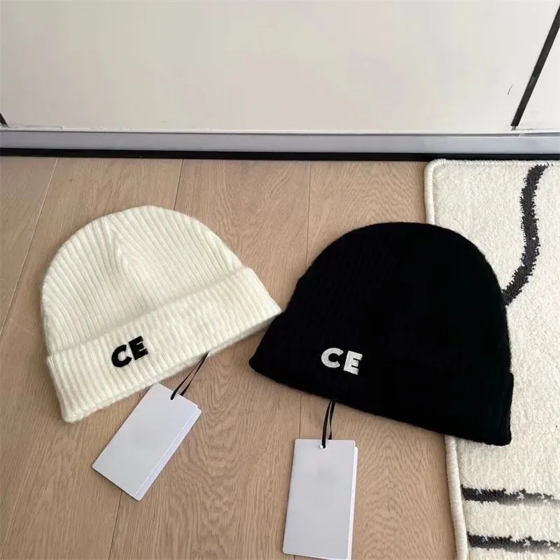 Beanie hats designers women winter hats for men warm wool bonnet knitted elasticity skull caps unisex letters casual turn up brim baseball cap black denim ho051