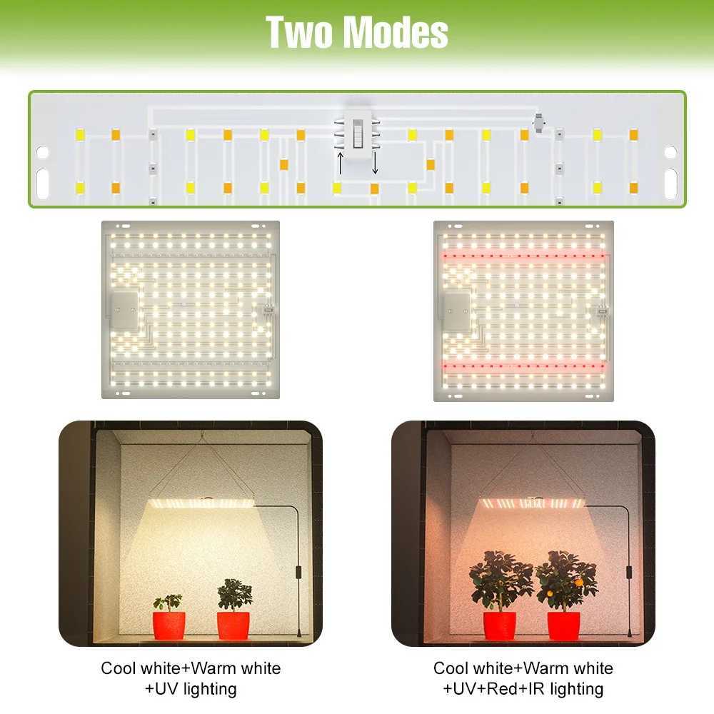 LED Quantum Board Grow Lights Full Spectrum UV IR EU/US Plug Two Modes For Greenhouse Flower Vegetables Plants Cultivation LampXJ250526